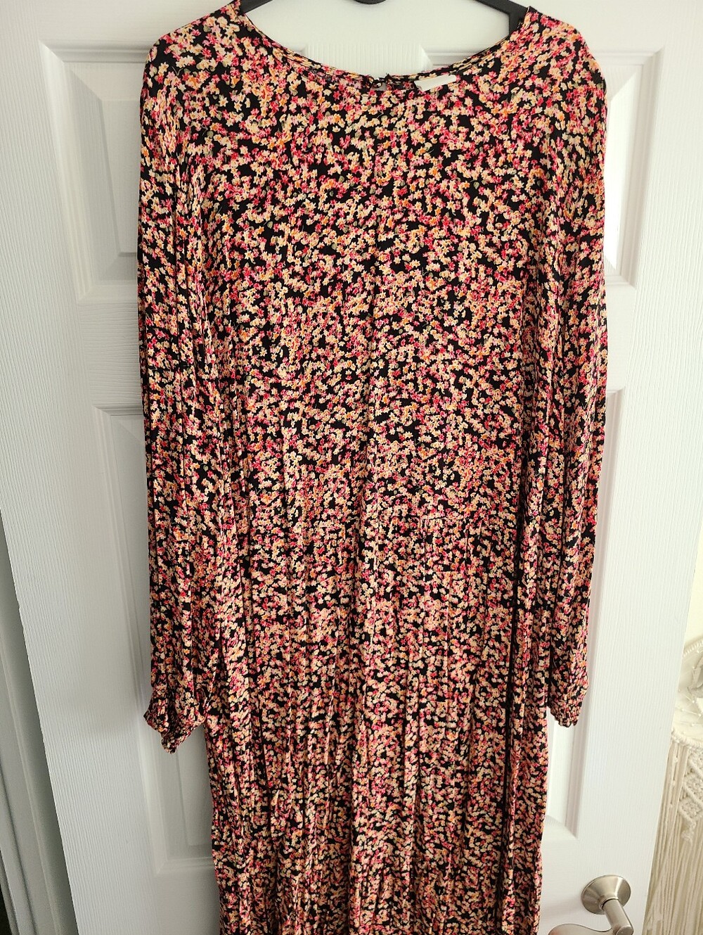 H&M Black Maxi Dress with Pink & Cream Floral Print